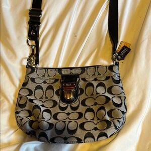 Coach Black and Gray Crossbody Bag with Signature Design